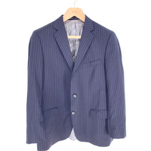 Hart Schaffner Marx Sport Jacket Blazer Navy Blue Pinstripe 44R